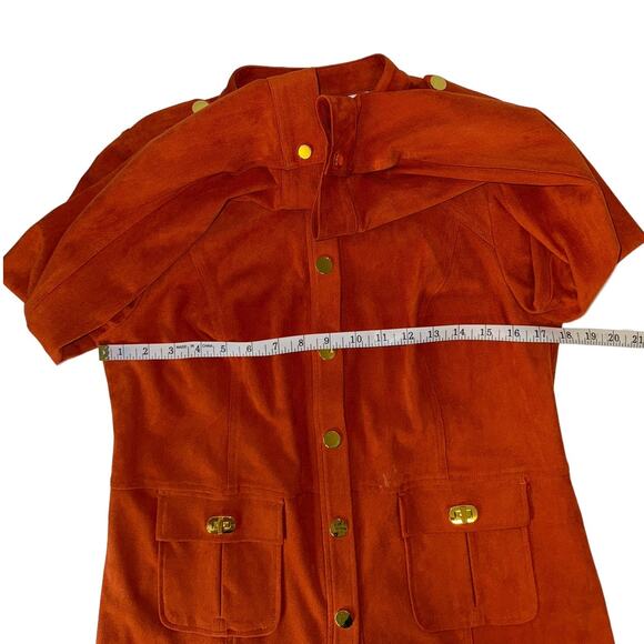 Chicos Womens Faux Suede Long Sleeve Orange Utility Jacket Chicos Size 0/4 - Picture 11 of 14